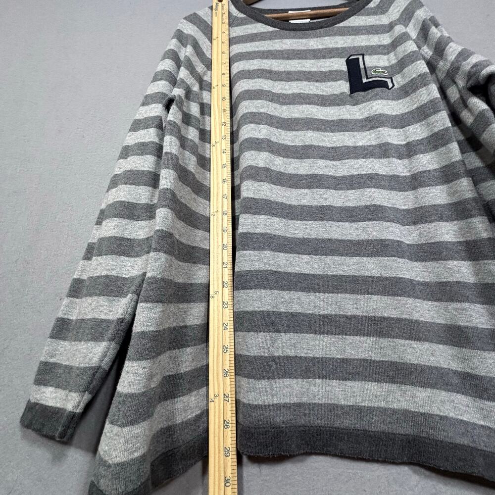Lacoste‎ Men’s Striped Sweater 3XL Gray Preppy Minimalist Softcore Quiet Luxury - Picture 6 of 8